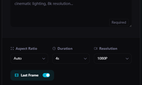 Set resolution, duration, and aspect ratio